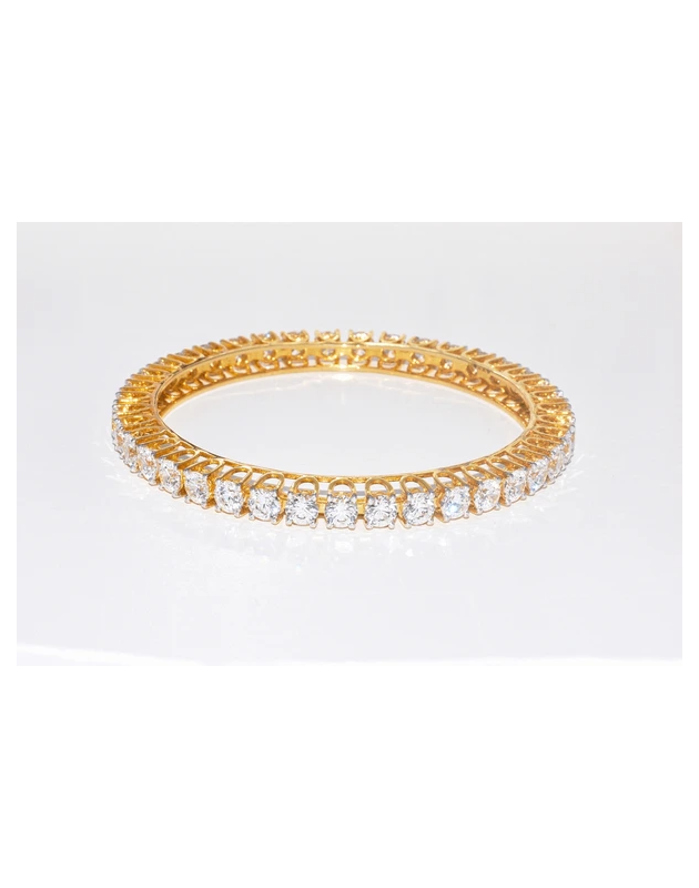 Golden Bangle with White Diamond Shaped Stone Ornament