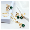 Green Pearl Ring-Neckless-Earring Ornament Set