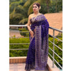 Premium Half Silk Saree with Jamdani Motif & Skin Print Design Blue Color Save $15