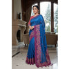 Jamdani, Half Silk, Silk & Semi Muslin Bluish Saree with Applique and Embroidered Floral Border Work. Factory Price - Save $78