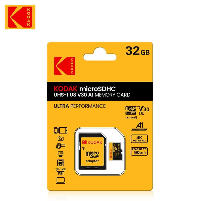 KODAK MicroSD Card – 32GB/64GB/128GB/256GB/512GB, U3 C10, Up to 100MB/s