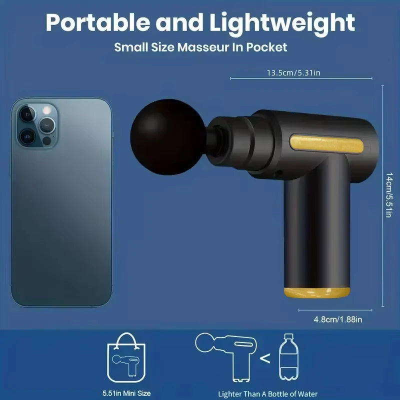 USB Rechargeable Portable Fascia Gun 6-Speed Handheld Slapping Massager for Body Back Neck Legs - Massage Relaxation Tool