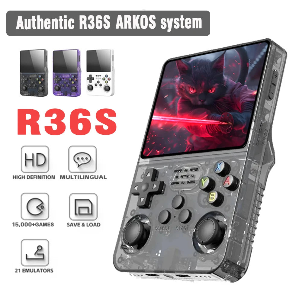 R36S Retro Handheld Game Console – 128GB, 3.5'' IPS Screen, Portable Player