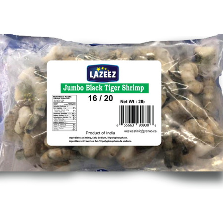 Lazeez Jumbo Black Tiger Shrimp 2LB