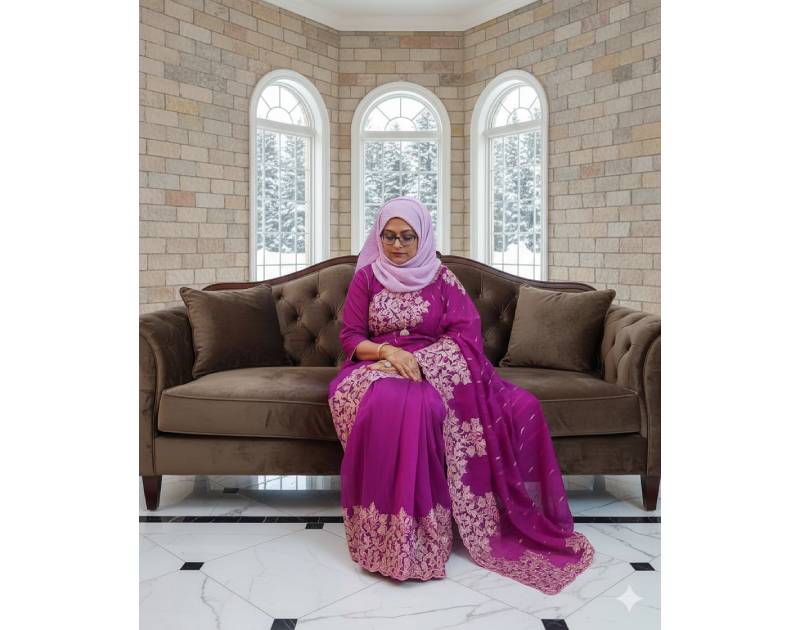 Jamdani, Half Silk, Silk & Semi Muslin Mulberry Saree with Applique and Embroidered Floral Border Work. Factory Price - Save $78