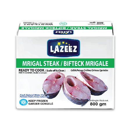 Lazeez Mrigal Steak 800g – Ready to cook (scale off and clean professionally)