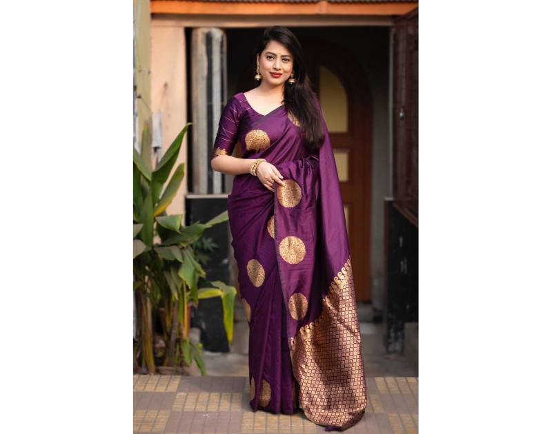 Premium Silk Saree Purple Color – Apsan Screen Print. Factory Price - Save $22