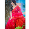Premium Half Silk Saree with Jamdani Motif & Skin Print Design Red Color Save $15