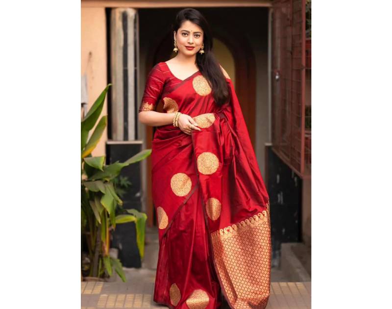 Premium Silk Saree Red Color – Apsan Screen Print. Factory Price - Save $22