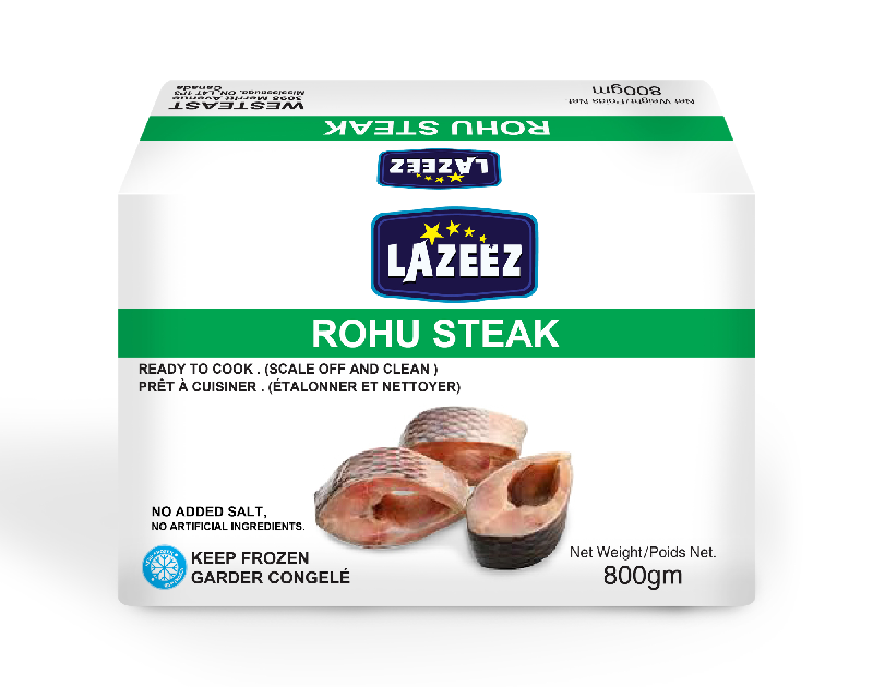 Lazeez Rohu Steak 800g – Ready to cook (scale off and clean professionally)