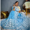 Premium Half Silk Saree with Jamdani Motif & Skin Print Design Sky Blue Color Save $15
